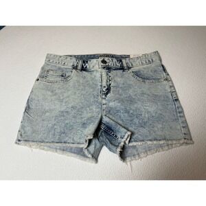 Justice Light Wash Denim Shorts Womens 18 Plus High Rise Frayed Hem‎